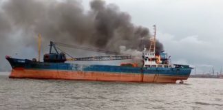 KM. Fortuner Terbakar Diperairan Gresik